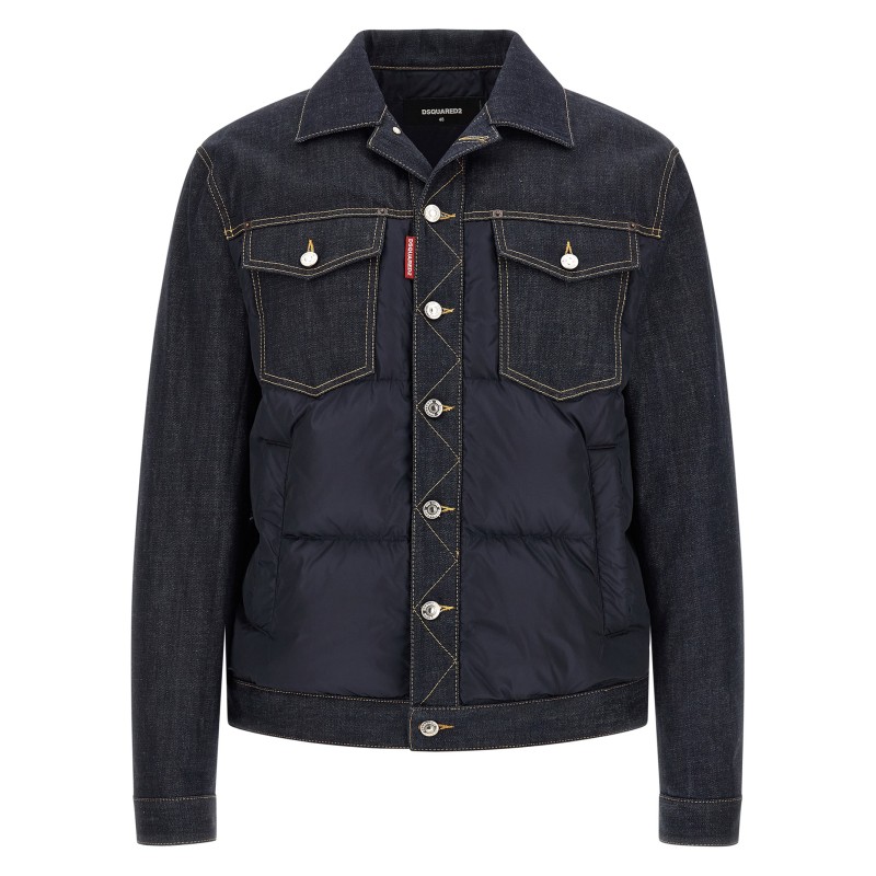 Padded 'Hybrid' trucker jacket