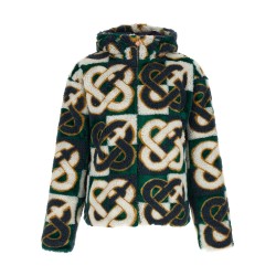 'Monogram' intarsia fleece jacket