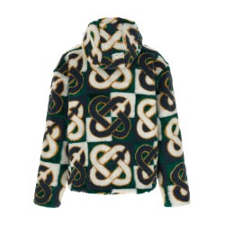 'Monogram' intarsia fleece jacket