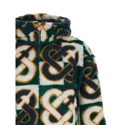 'Monogram' intarsia fleece jacket