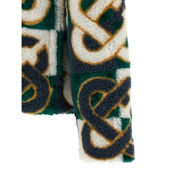 'Monogram' intarsia fleece jacket