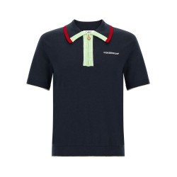 Knit polo shirt with zip