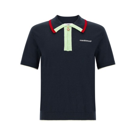 Knit polo shirt with zip