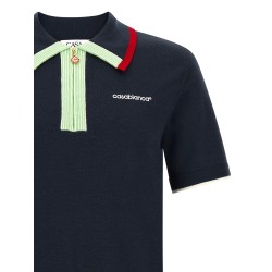Knit polo shirt with zip