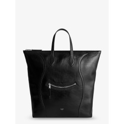 Cabas leather shopping bag with front logo