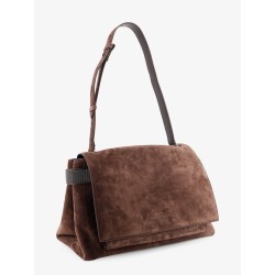 Suede crossbody bag with Monili details