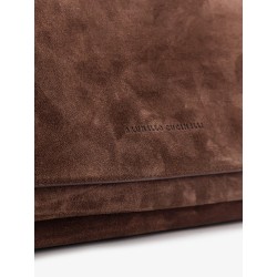 Suede crossbody bag with Monili details
