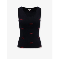 Cotton tank top with all-over logo lettering embroidery