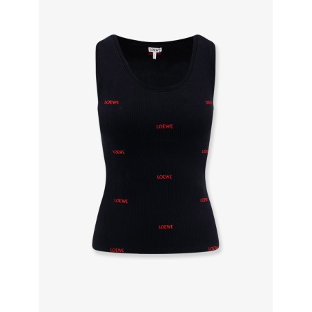 Cotton tank top with all-over logo lettering embroidery