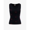 Cotton tank top with all-over logo lettering embroidery