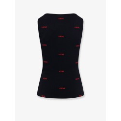 Cotton tank top with all-over logo lettering embroidery