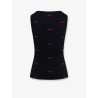 Cotton tank top with all-over logo lettering embroidery