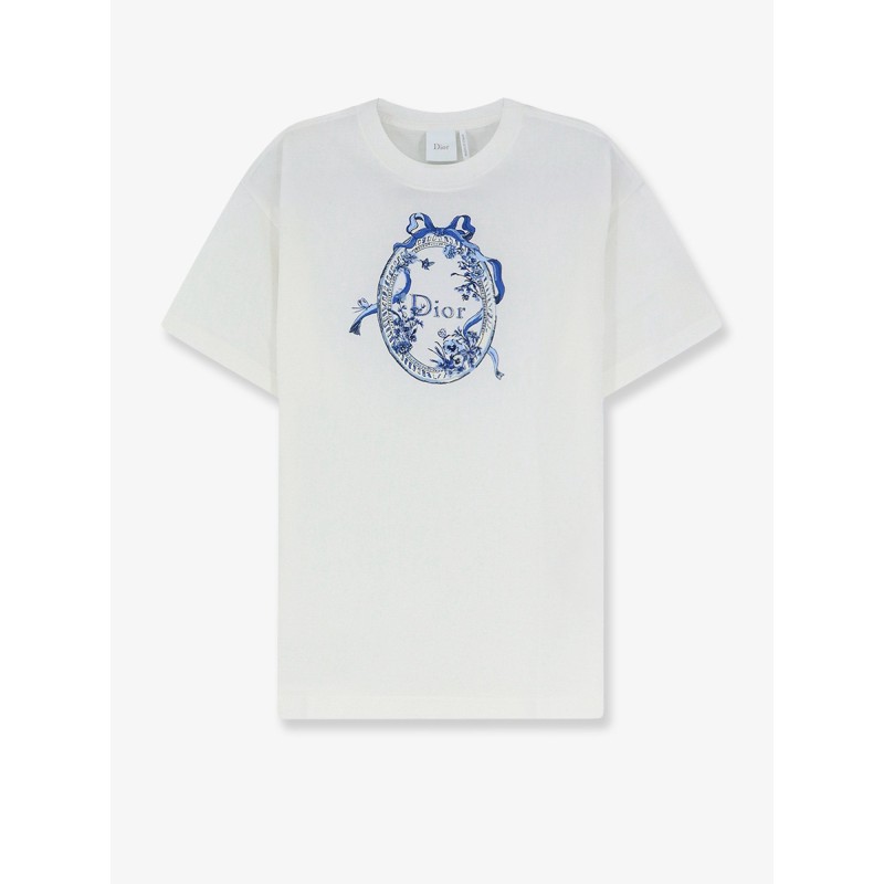 Dioriviera Cotton T-Shirt with Toile de Jouy Floral Garden Print