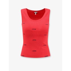 Cotton tank top with all-over embroidered logo lettering