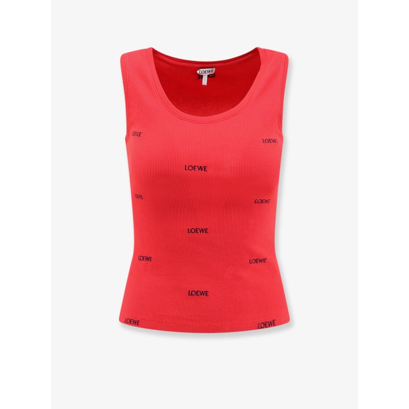 Cotton tank top with all-over embroidered logo lettering
