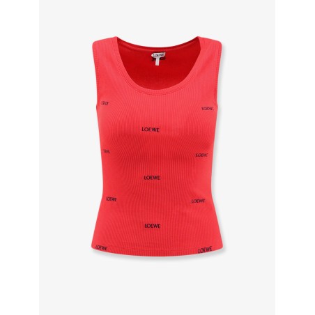 Cotton tank top with all-over embroidered logo lettering