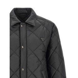 Quilted down jacket with logo