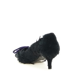Satin and feather pumps