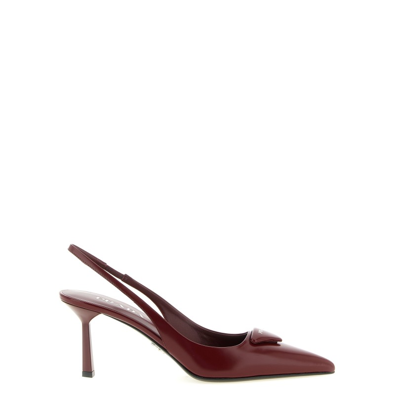 Brushed leather slingback