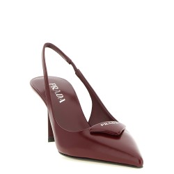 Brushed leather slingback