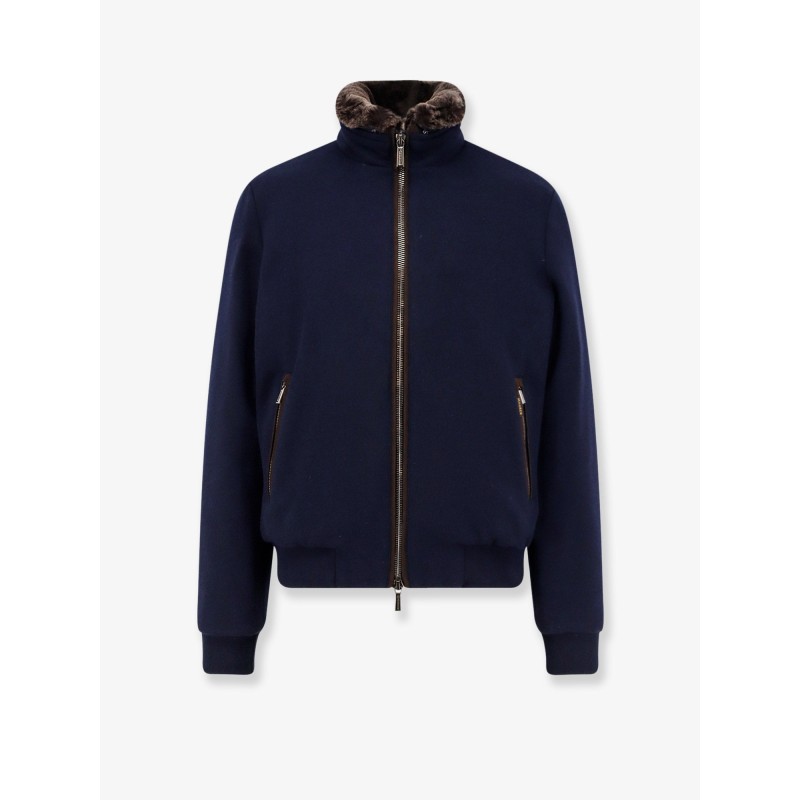 Bellati-Mrw wool and cashmere jacket with fur detail