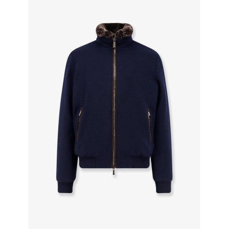 Bellati-Mrw wool and cashmere jacket with fur detail
