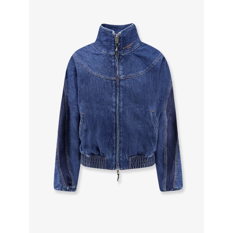 Denim jacket with embroidered lettering logo