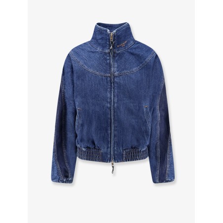Denim jacket with embroidered lettering logo