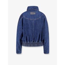 Denim jacket with embroidered lettering logo