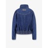 Denim jacket with embroidered lettering logo