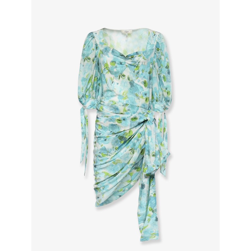 Silk dress with multicolor floral print