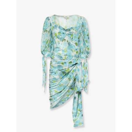Silk dress with multicolor floral print