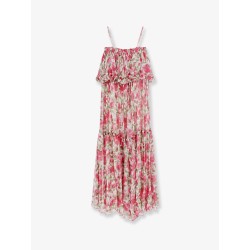Silk long dress with floral print
