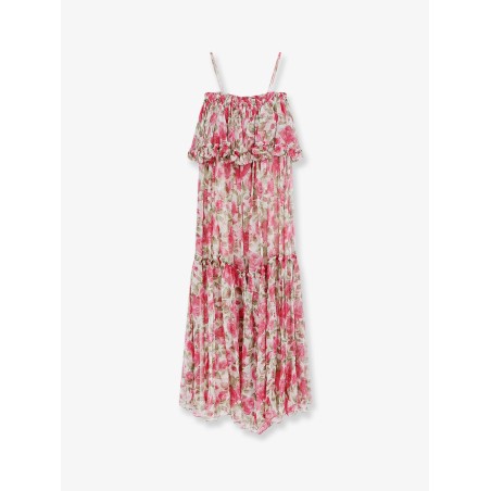 Silk long dress with floral print