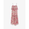 Silk long dress with floral print