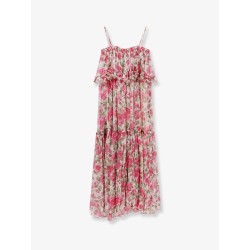 Silk long dress with floral print