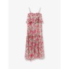 Silk long dress with floral print