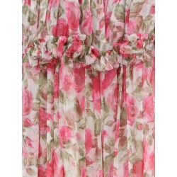 Silk long dress with floral print