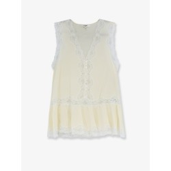 Silk top with lace inserts