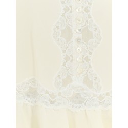 Silk top with lace inserts