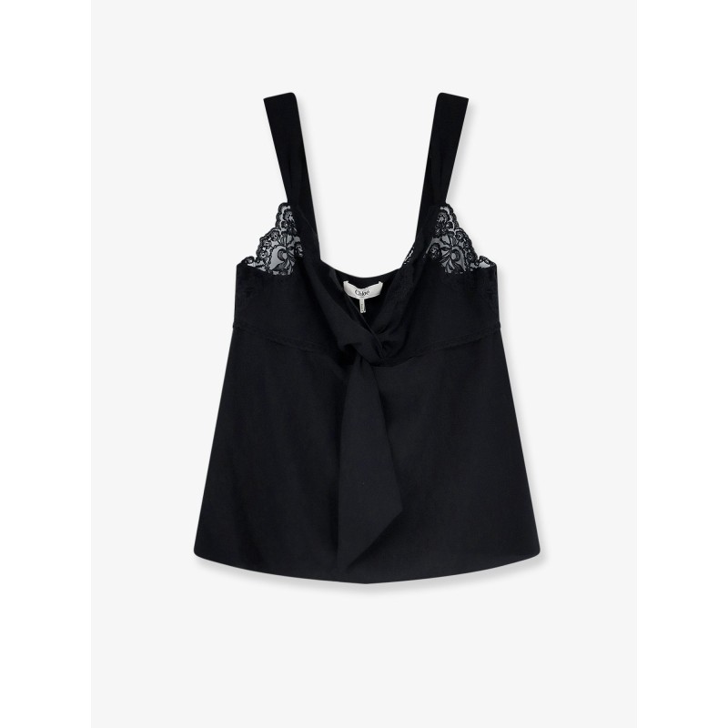 Silk top with lace profile