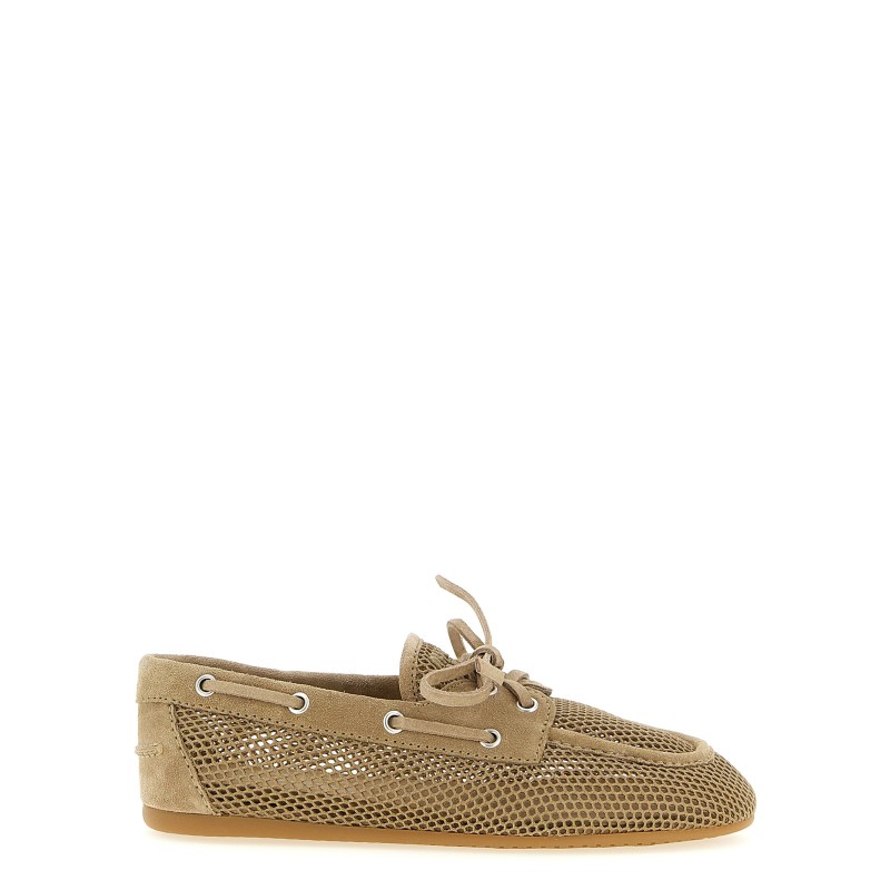 Mesh and suede boat shoe