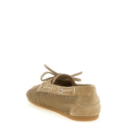 Mesh and suede boat shoe