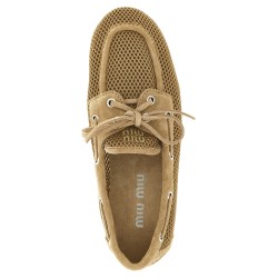 Mesh and suede boat shoe