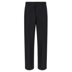 Canvas pants with pleat