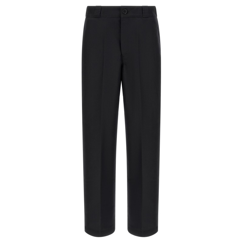 Canvas pants with pleat