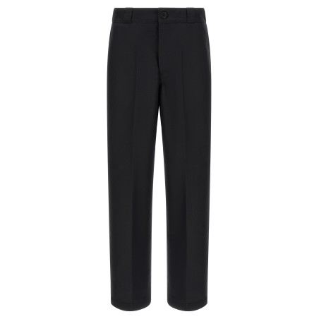 Canvas pants with pleat