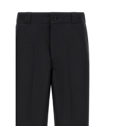 Canvas pants with pleat