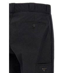 Canvas pants with pleat