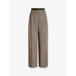 Mélange trousers with belt